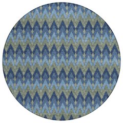 Machine Washable Indoor/Outdoor Chantille ACN2558 Blue 8' x 8' Round Rug