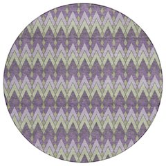 Machine Washable Indoor/Outdoor Chantille ACN2558 Purple 8' x 8' Round Rug