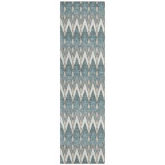 Machine Washable Indoor/Outdoor Chantille ACN2558 Teal 2'3" x 7'6" Runner Rug