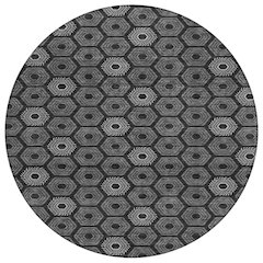 Machine Washable Indoor/Outdoor Chantille ACN2559 Black 8' x 8' Round Rug