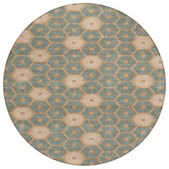 Machine Washable Indoor/Outdoor Chantille ACN2559 Orange 8' x 8' Round Rug