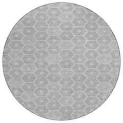 Machine Washable Indoor/Outdoor Chantille ACN2559 Gray 8' x 8' Round Rug
