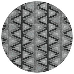 Machine Washable Indoor/Outdoor Chantille ACN2560 Black 8' x 8' Round Rug