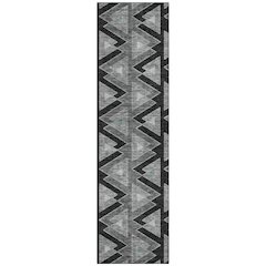 Machine Washable Indoor/Outdoor Chantille ACN2560 Black 2'3" x 7'6" Runner Rug