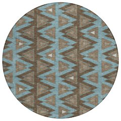Machine Washable Indoor/Outdoor Chantille ACN2560 Brown 8' x 8' Round Rug