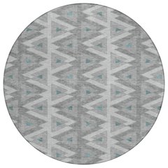 Machine Washable Indoor/Outdoor Chantille ACN2560 Gray 8' x 8' Round Rug