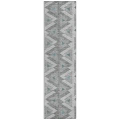 Machine Washable Indoor/Outdoor Chantille ACN2560 Gray 2'3" x 7'6" Runner Rug