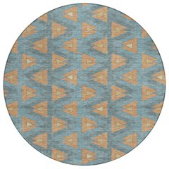 Machine Washable Indoor/Outdoor Chantille ACN2560 Teal 8' x 8' Round Rug