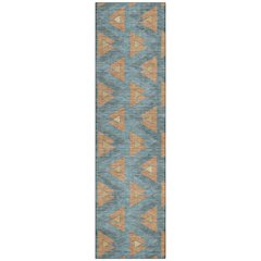 Machine Washable Indoor/Outdoor Chantille ACN2560 Teal 2'3" x 7'6" Runner Rug