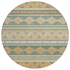 Machine Washable Indoor/Outdoor Chantille ACN2561 Green 8' x 8' Round Rug