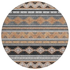 Machine Washable Indoor/Outdoor Chantille ACN2561 Black 8' x 8' Round Rug