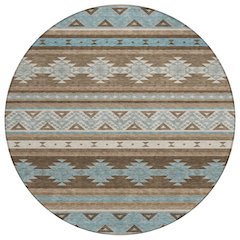 Machine Washable Indoor/Outdoor Chantille ACN2561 Brown 8' x 8' Round Rug