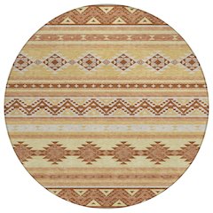 Machine Washable Indoor/Outdoor Chantille ACN2561 Gold 8' x 8' Round Rug