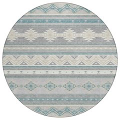 Machine Washable Indoor/Outdoor Chantille ACN2561 Gray 8' x 8' Round Rug