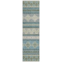 Machine Washable Indoor/Outdoor Chantille ACN2561 Teal 2'3" x 7'6" Runner Rug