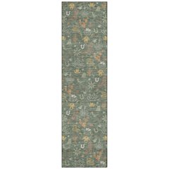 Machine Washable Indoor/Outdoor Chantille ACN2562 Green 2'3" x 7'6" Runner Rug