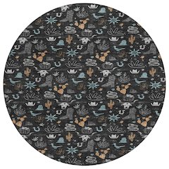 Machine Washable Indoor/Outdoor Chantille ACN2562 Black 8' x 8' Round Rug