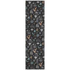 Machine Washable Indoor/Outdoor Chantille ACN2562 Black 2'3" x 7'6" Runner Rug
