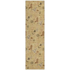 Machine Washable Indoor/Outdoor Chantille ACN2562 Gold 2'3" x 7'6" Runner Rug