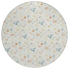 Machine Washable Indoor/Outdoor Chantille ACN2562 Ivory 8' x 8' Round Rug