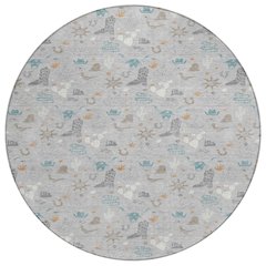 Machine Washable Indoor/Outdoor Chantille ACN2562 Gray 8' x 8' Round Rug