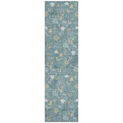 Machine Washable Indoor/Outdoor Chantille ACN2562 Teal 2'3" x 7'6" Runner Rug