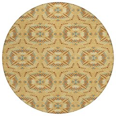 Machine Washable Indoor/Outdoor Chantille ACN2563 Gold 8' x 8' Round Rug