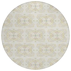 Machine Washable Indoor/Outdoor Chantille ACN2563 Ivory 8' x 8' Round Rug