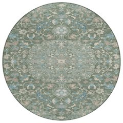Machine Washable Indoor/Outdoor Chantille ACN2564 Green 8' x 8' Round Rug
