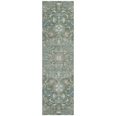 Machine Washable Indoor/Outdoor Chantille ACN2564 Green 2'3" x 7'6" Runner Rug