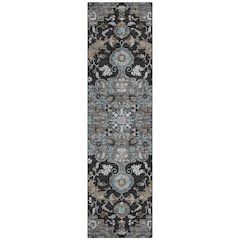 Machine Washable Indoor/Outdoor Chantille ACN2564 Black 2'3" x 7'6" Runner Rug