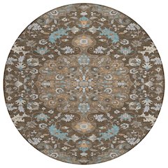 Machine Washable Indoor/Outdoor Chantille ACN2564 Brown 8' x 8' Round Rug