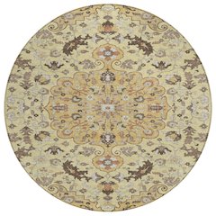Machine Washable Indoor/Outdoor Chantille ACN2564 Gold 8' x 8' Round Rug