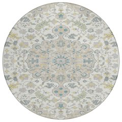 Machine Washable Indoor/Outdoor Chantille ACN2564 Ivory 8' x 8' Round Rug