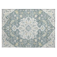 Machine Washable Indoor/Outdoor Chantille ACN2564 Teal 1'8" x 2'6" Rug