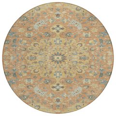 Machine Washable Indoor/Outdoor Chantille ACN2564 Gold 8' x 8' Round Rug