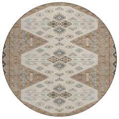 Machine Washable Indoor/Outdoor Chantille ACN2565 Brown 8' x 8' Round Rug