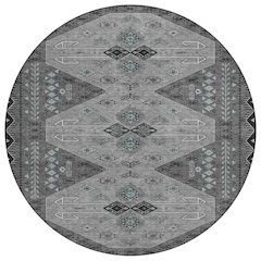 Machine Washable Indoor/Outdoor Chantille ACN2565 Gray 8' x 8' Round Rug