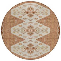 Machine Washable Indoor/Outdoor Chantille ACN2565 Orange 8' x 8' Round Rug