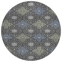 Machine Washable Indoor/Outdoor Chantille ACN2566 Black 8' x 8' Round Rug