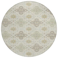 Machine Washable Indoor/Outdoor Chantille ACN2566 Ivory 8' x 8' Round Rug