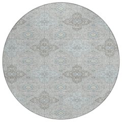 Machine Washable Indoor/Outdoor Chantille ACN2566 Gray 8' x 8' Round Rug