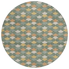 Machine Washable Indoor/Outdoor Chantille ACN2568 Green 8' x 8' Round Rug