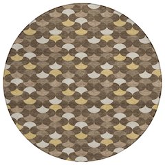 Machine Washable Indoor/Outdoor Chantille ACN2568 Brown 8' x 8' Round Rug