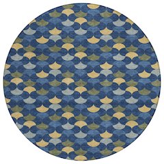 Machine Washable Indoor/Outdoor Chantille ACN2568 Blue 8' x 8' Round Rug