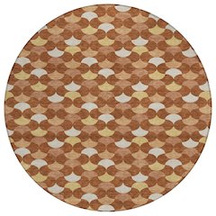 Machine Washable Indoor/Outdoor Chantille ACN2568 Orange 8' x 8' Round Rug
