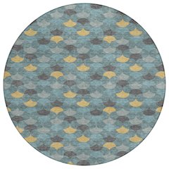 Machine Washable Indoor/Outdoor Chantille ACN2568 Teal 8' x 8' Round Rug