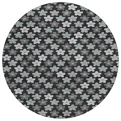 Machine Washable Indoor/Outdoor Chantille ACN2569 Black 8' x 8' Round Rug