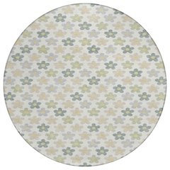 Machine Washable Indoor/Outdoor Chantille ACN2569 Ivory 8' x 8' Round Rug