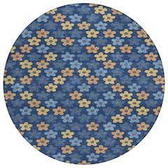 Machine Washable Indoor/Outdoor Chantille ACN2569 Blue 8' x 8' Round Rug